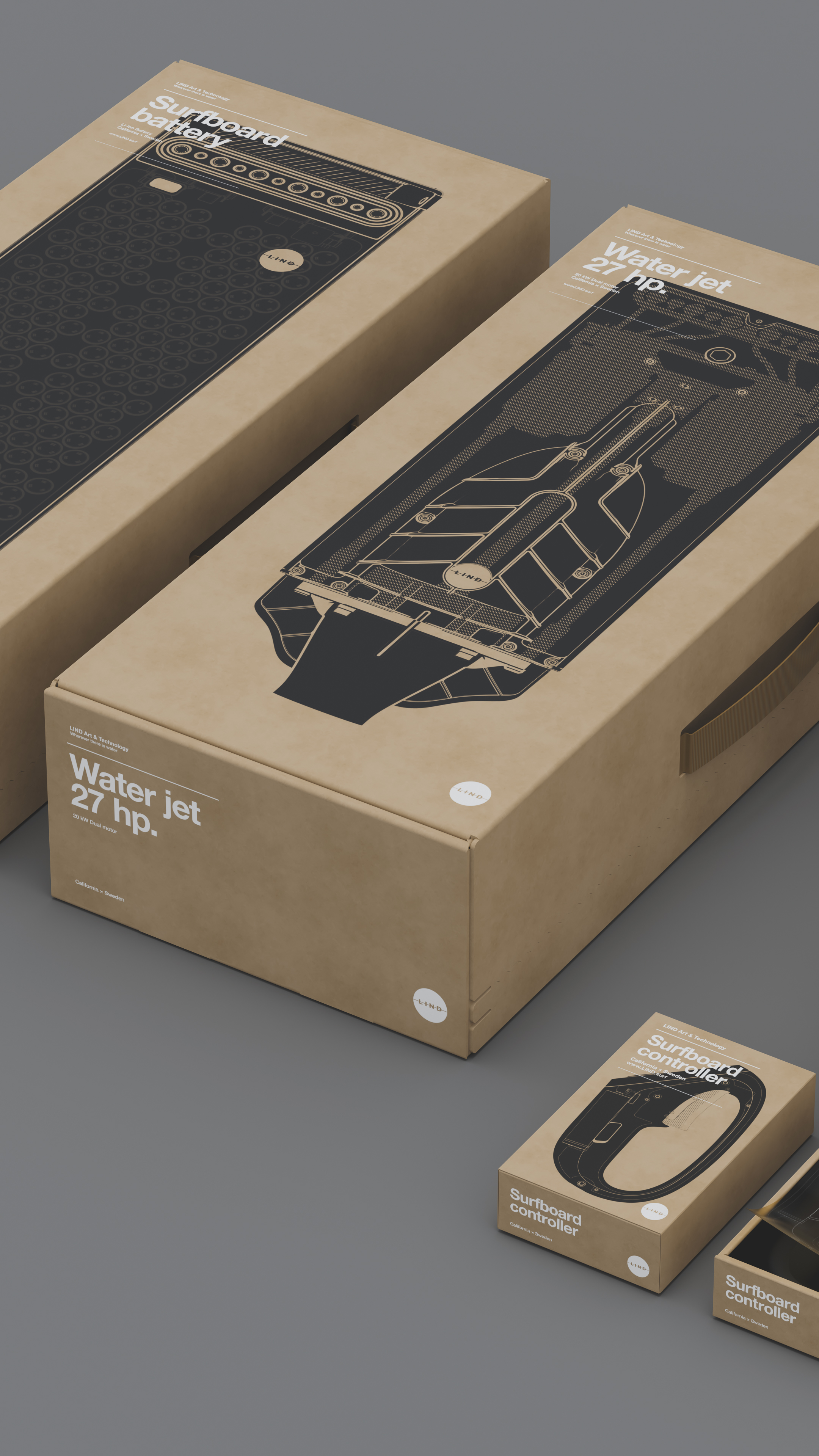 LIND Electric Surfboards — Packaging design by Designchapel